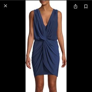 Misa Leza Gathered Sleeveless Crossover Dress